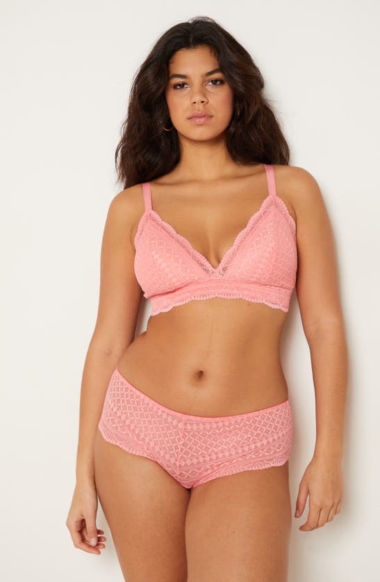 Shop Etam Idole Lace Triangle Bralette In Candy-pink