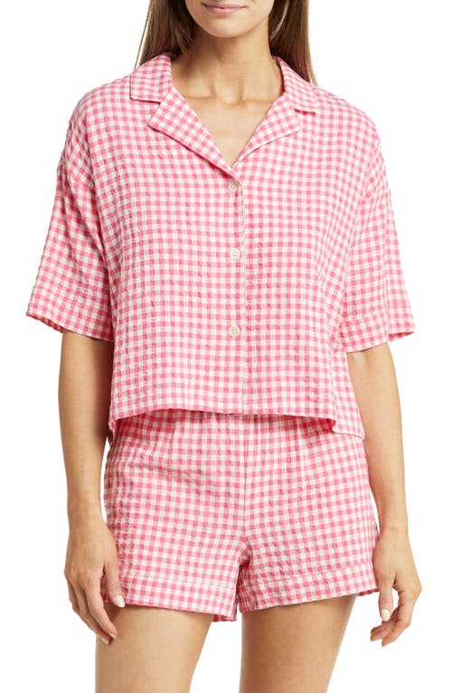 Seersucker Short Pajamas in Raspberry