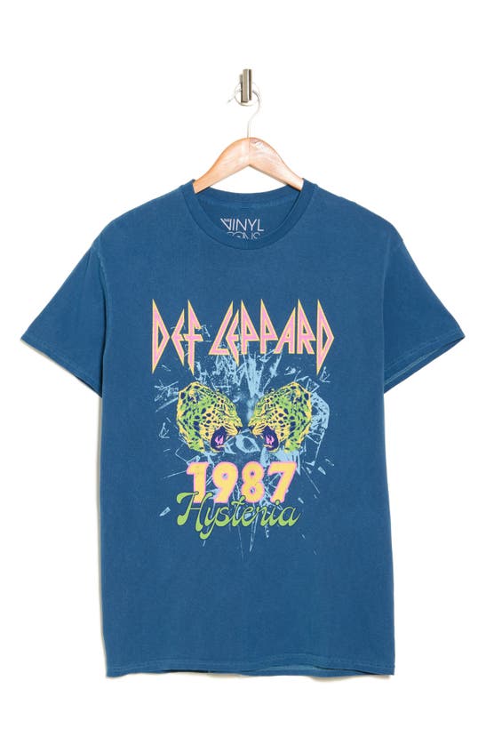 Vinyl Icons Def Leppard 1987 Cotton Graphic T-shirt In Blue