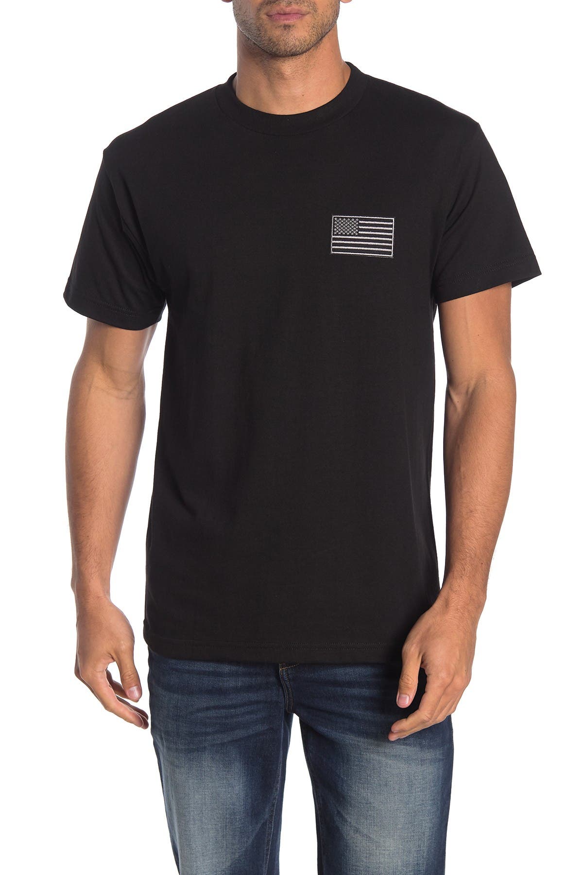 t shirt with american flag on sleeve