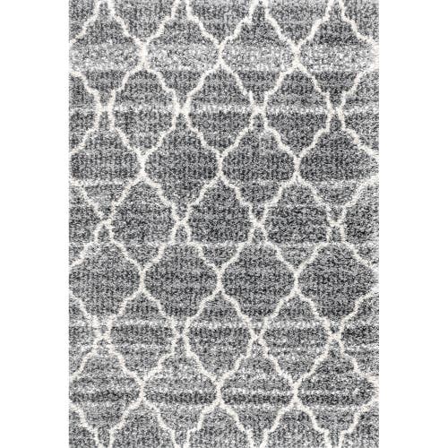 Jonathan Y Susa Ogee Moroccan Trellis Shag Area Rug In Light Gray/ivory