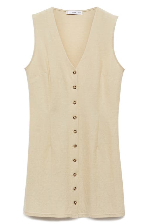 Mango Short Buttoned Dress Beige In Beige
