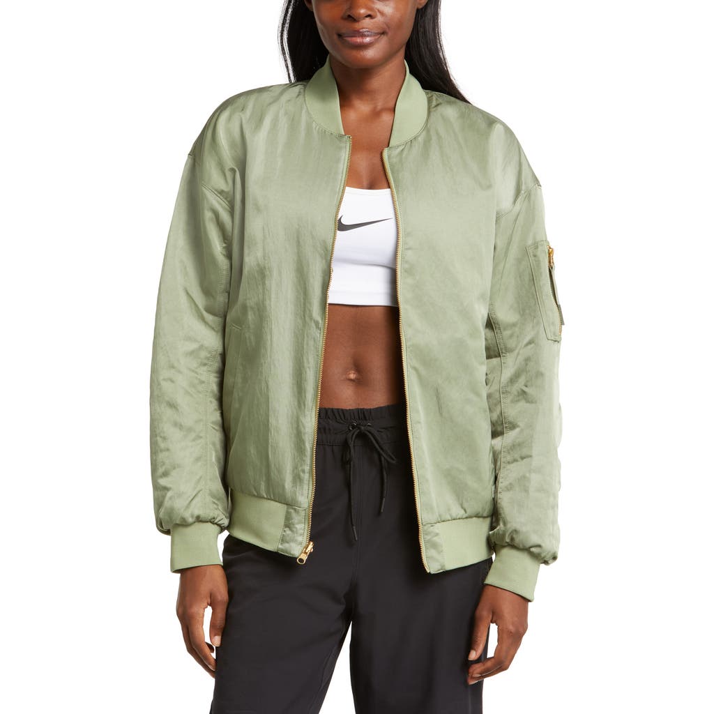 Nike Sportswear Reversible Bomber Jacket In Oil Green/medium Olive