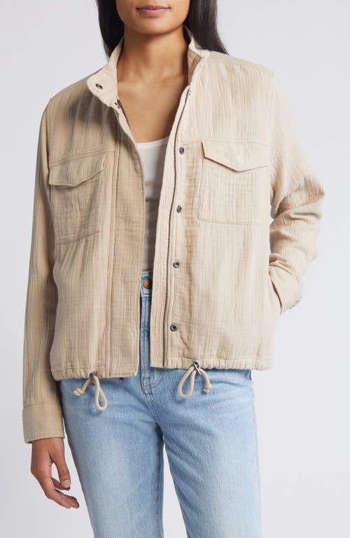 caslon(r) Cotton Gauze Utility Jacket in Tan Oxford