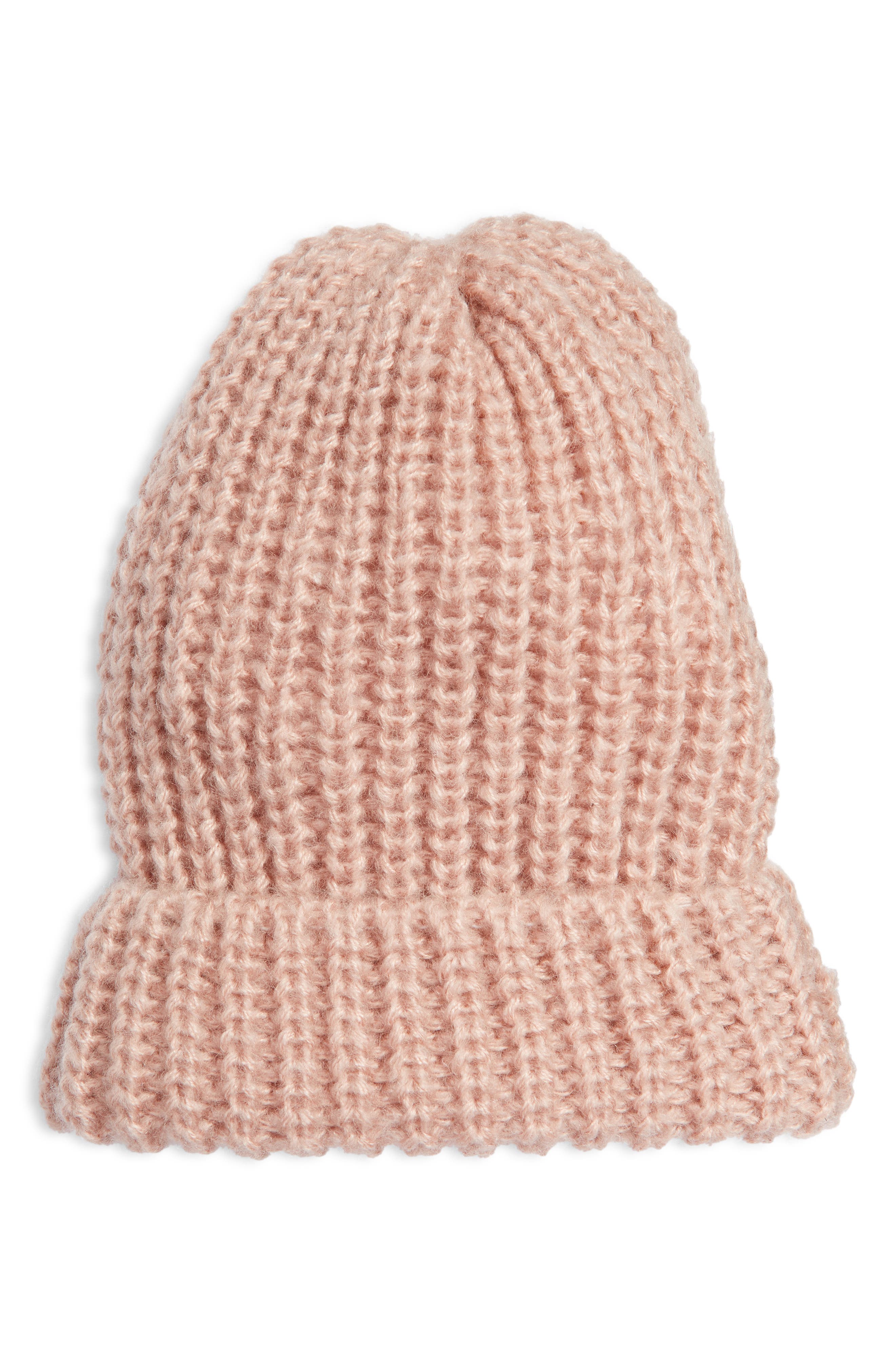 Trouve Ribbed Cuff Beanie In Pink