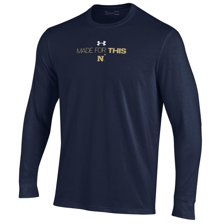 Shop Under Armour Unisex   Navy Navy Midshipmen 2024 On-court Bench Unity Performance Long Sleeve T-shirt