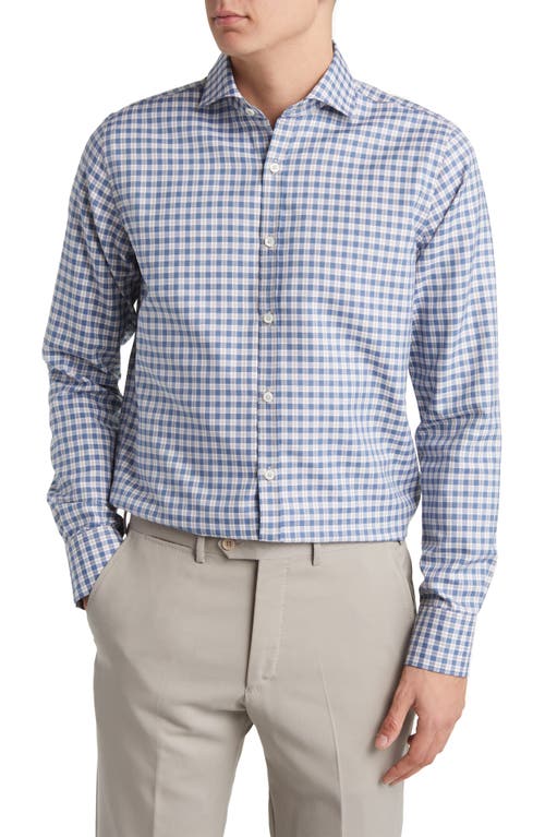 Canali Plaid Button-Up Shirt Blue at Nordstrom,