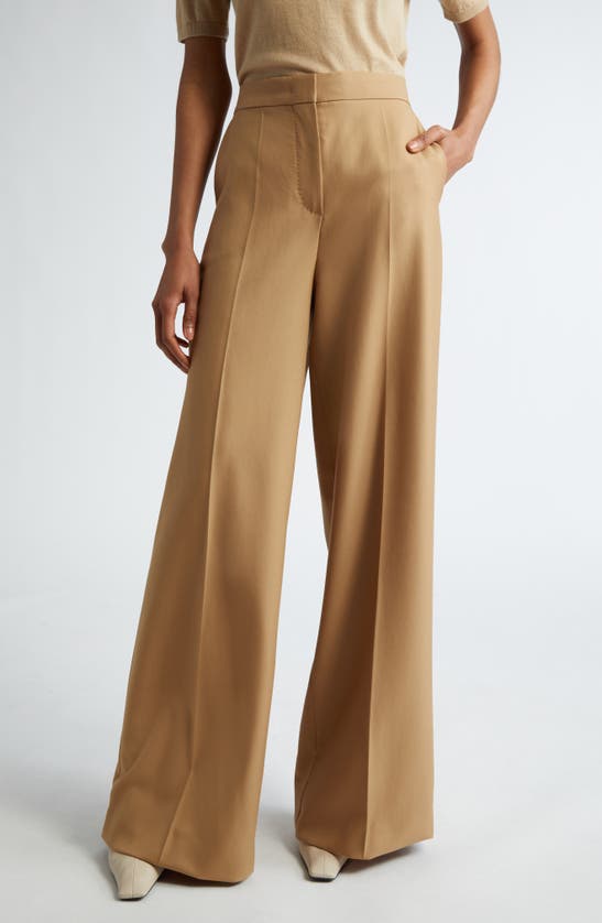 Max Mara Senna Virgin Wool Wide Leg Pants In Honey