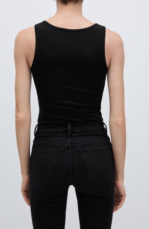 Shop Mango Button Front Tank Bodysuit In Black