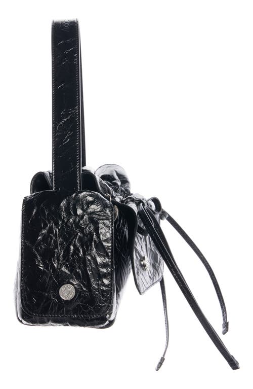 Acne Studios Multipocket Crinkled Leather Handbag In Black