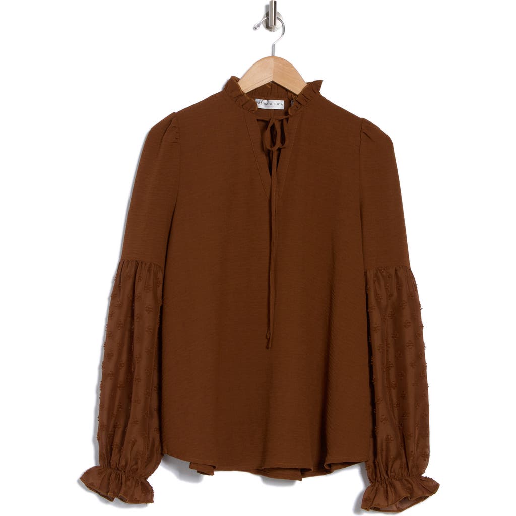 Patrizia Luca Mixed Media Top In Brown
