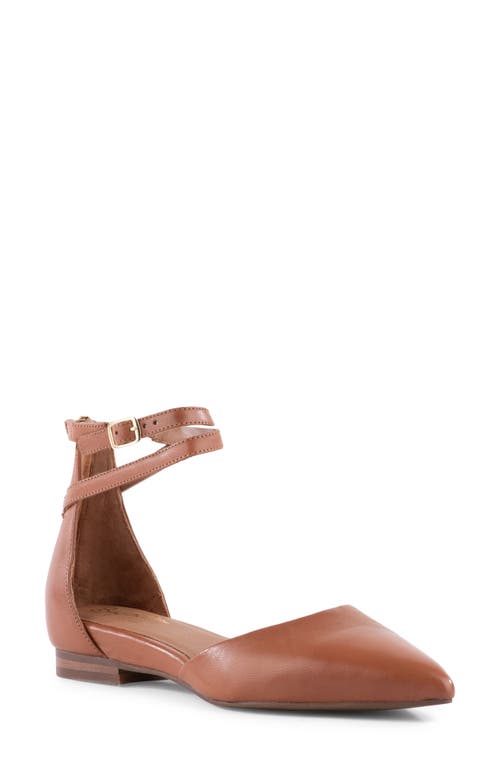 Ankle Strap d'Orsay Pointed Toe Flat in Tan