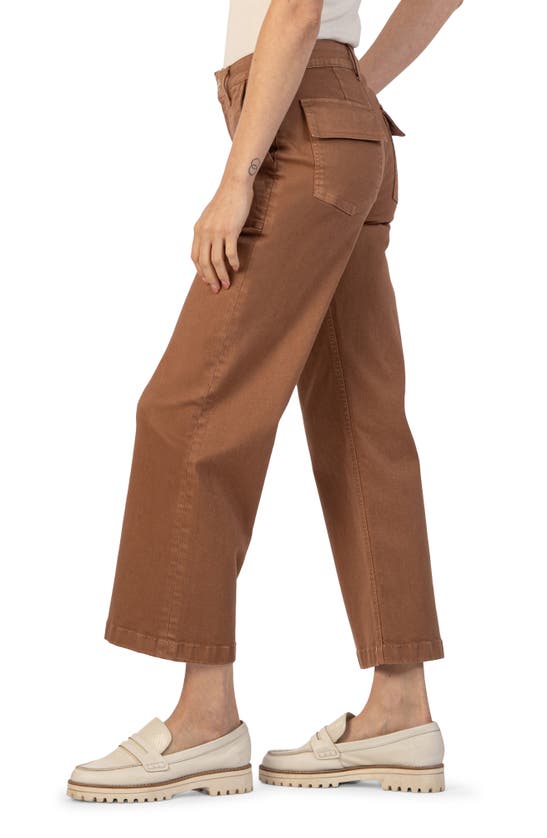 Shop Kut From The Kloth Meg Patch Pocket High Waist Wide Leg Twill Pants In Mocha