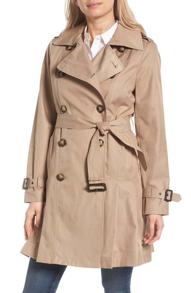 MICHAEL Michael Kors Double Breasted Skirted Trench Coat | Nordstrom
