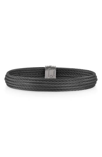 Shop Alor ® Twisted Cable Stainless Steel Bangle Bracelet In Noir