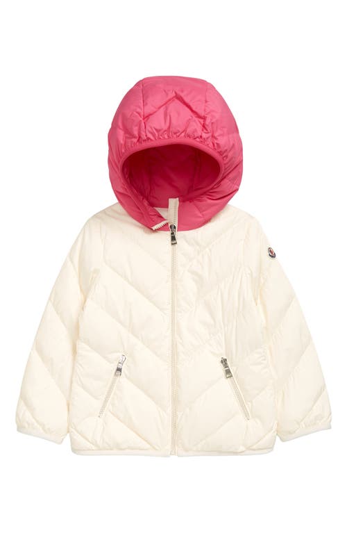 Moncler Kids' Kaori Down Puffer Jacket in White/Pink