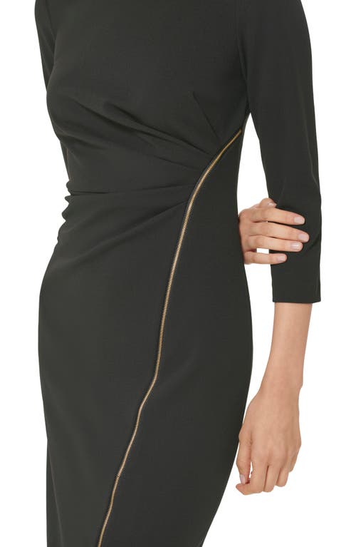 Calvin Klein Womens Crepe Crew Neck Sheath Dress In Black
