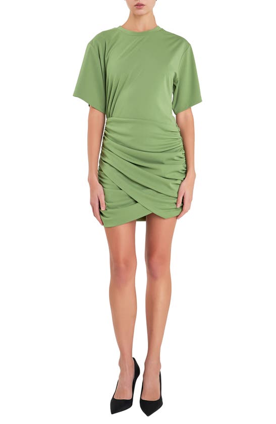 Shop Grey Lab Ruched Asymmetric Minidress In Green