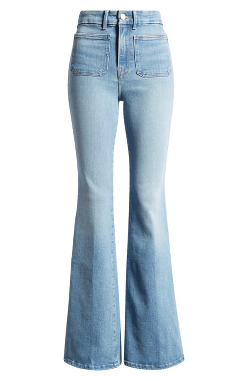 Shop Good American Good Legs Patch Pocket Flare Jeans In Indigo656