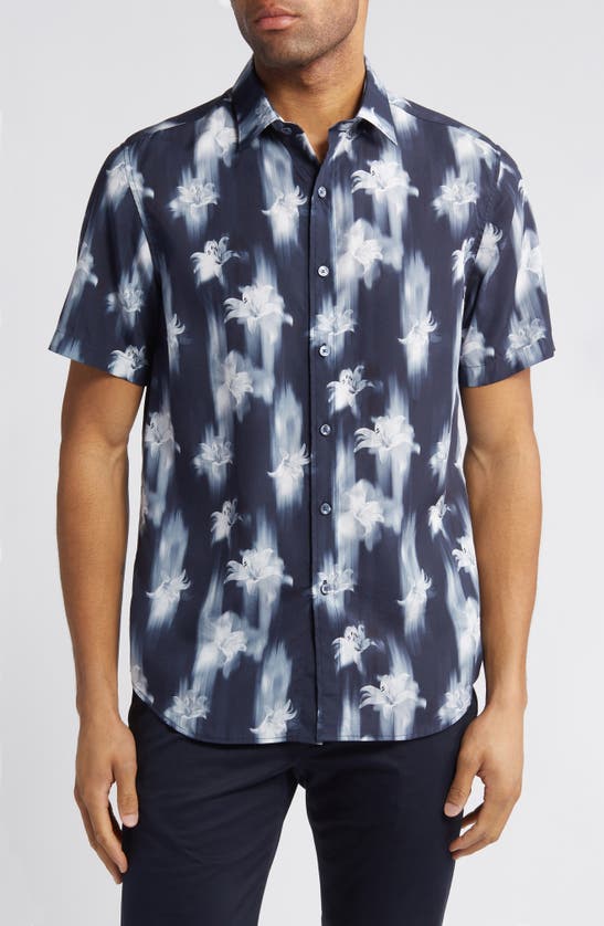 BUGATCHI BUGATCHI ORSON FLORAL SHORT SLEEVE BUTTON-UP SHIRT 