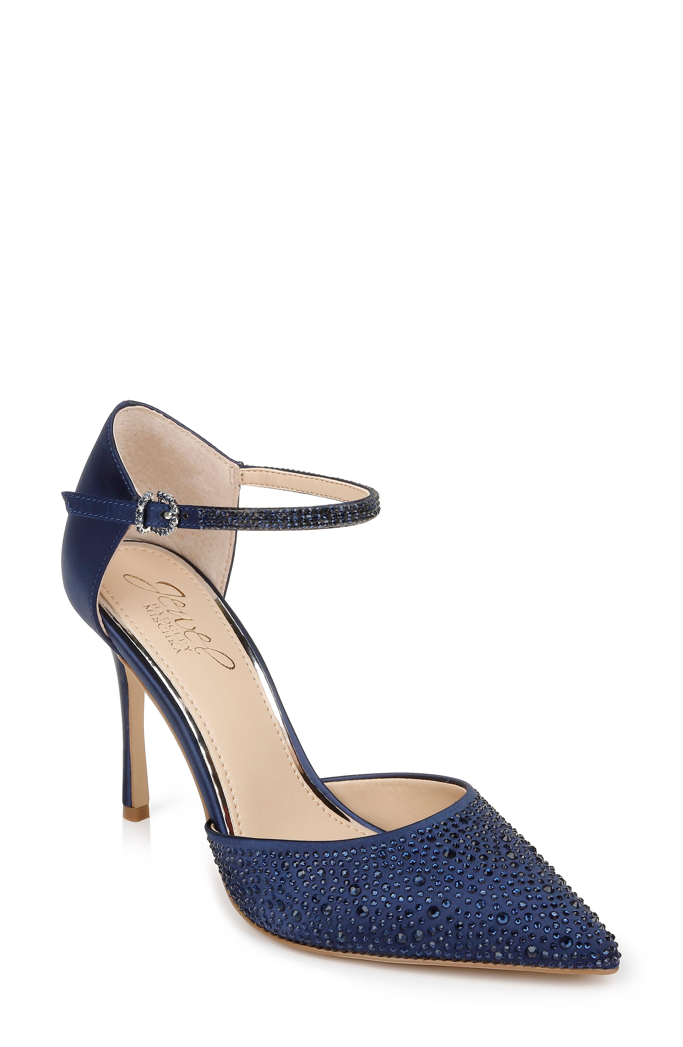 ladies navy ankle strap shoes