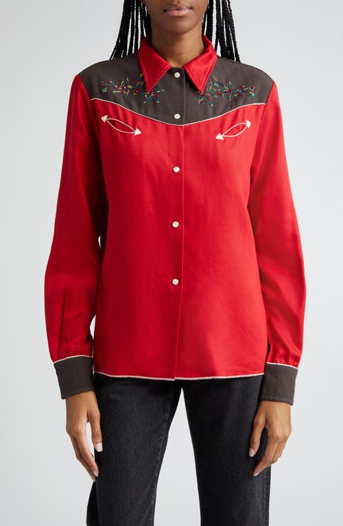 Bode Jumper Western Shirt Red at Nordstrom,