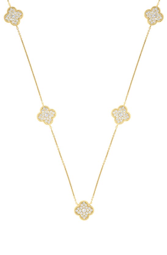 H.j. Namdar Clover Diamond Station Necklace In 14k Yellow Gold