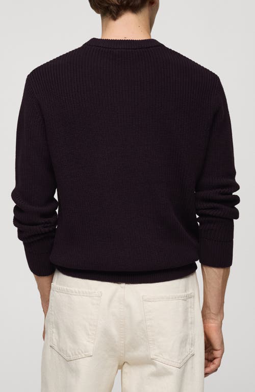 Shop Mango Rib Sweater In Dark Purple