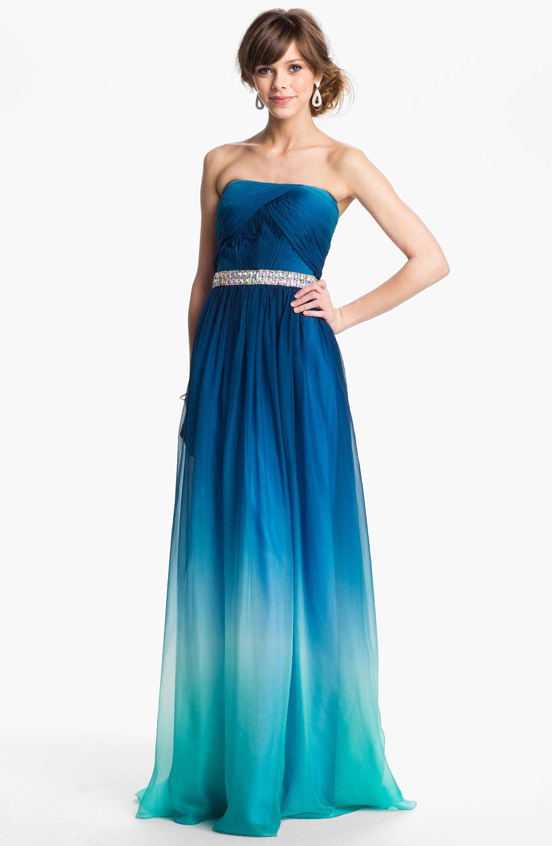 La Femme Embellished Ombré Chiffon Gown Nordstrom