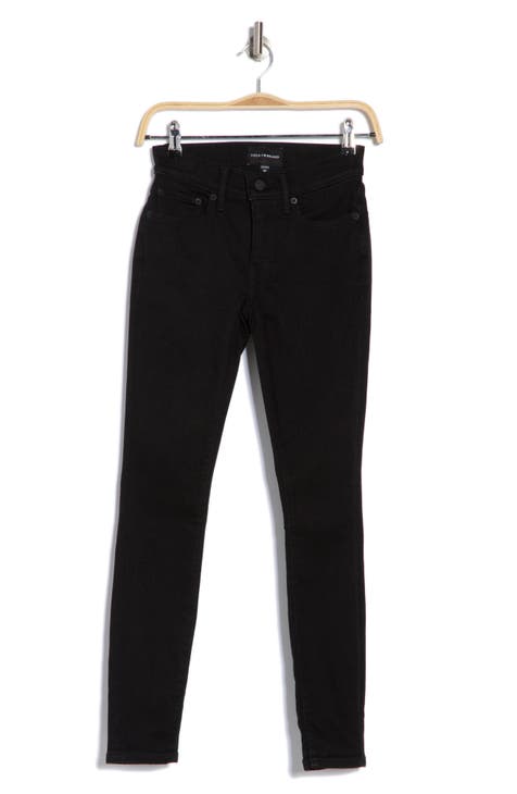 Ava Raw Hem Mid Rise Skinny Jeans (Clean Black)