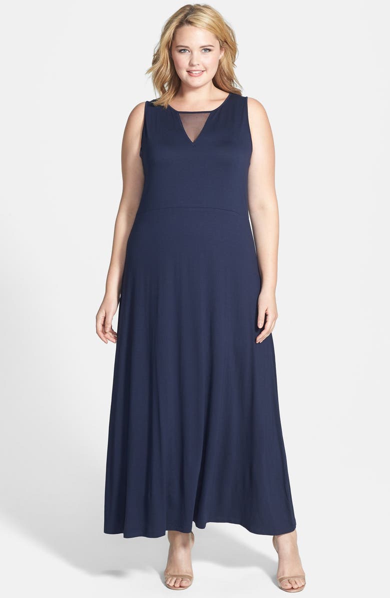 Vince Camuto Mesh Inset Maxi Dress (Plus Size) | Nordstrom