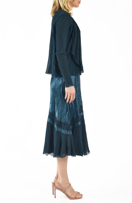 Shop Komarov Charmeuse & Chiffon Dress With Jacket In Mediterranean