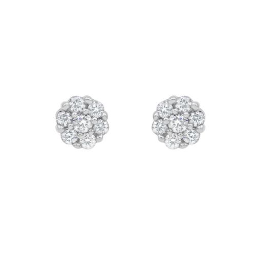 Luvmyjewelry Aura 14k Gold Flower Cluster Diamond Unisex Earrings In 14k White Gold