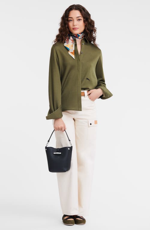 Longchamp Xs Roseau Leather Bucket Bag In Black