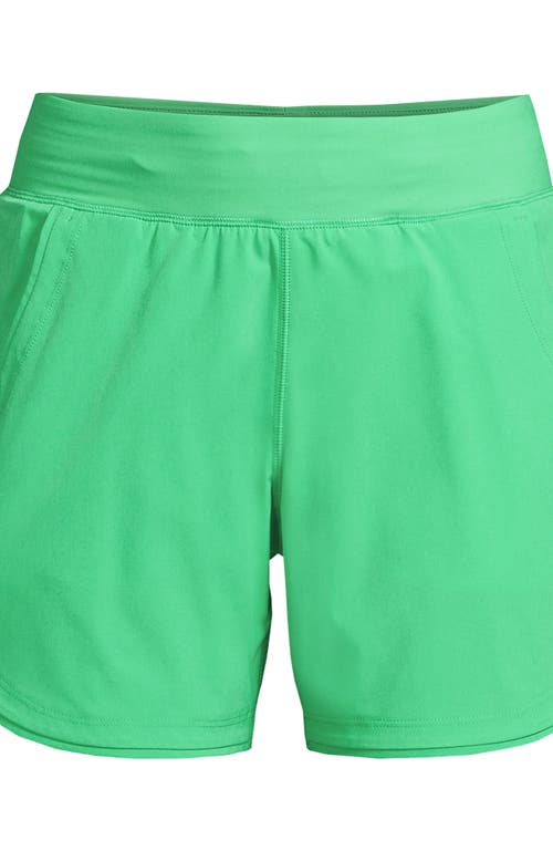 Shop Lands' End 5" Quick Dry Elastic Waist Board Shorts Swim Cover-up Shorts With Panty In Wintergreen