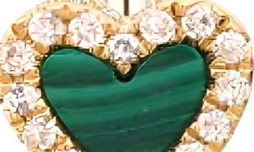 Gabi Rielle Effortless Staples Onyx Inlay Heart Huggie Hoop Earrings In Gold/malachite