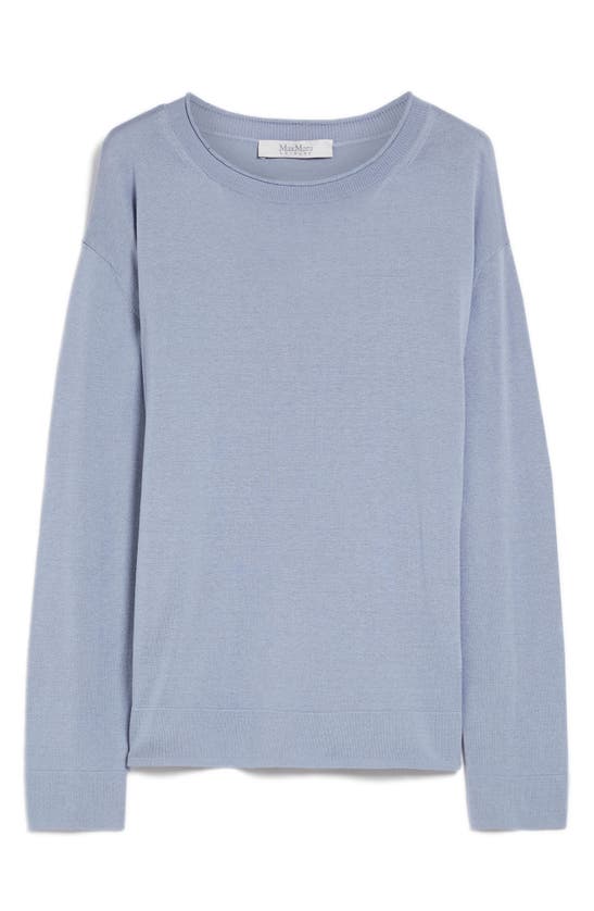 Shop Max Mara Pensile Crewneck Silk & Cotton Sweater In Light Blue