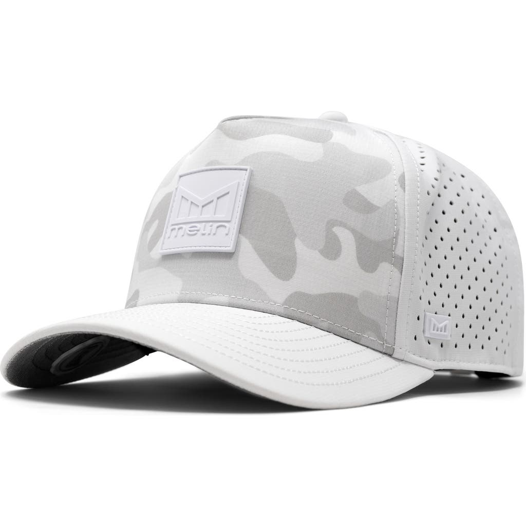 Melin Odyssey Stacked Hydro Performance Snapback Hat In Snow Camo