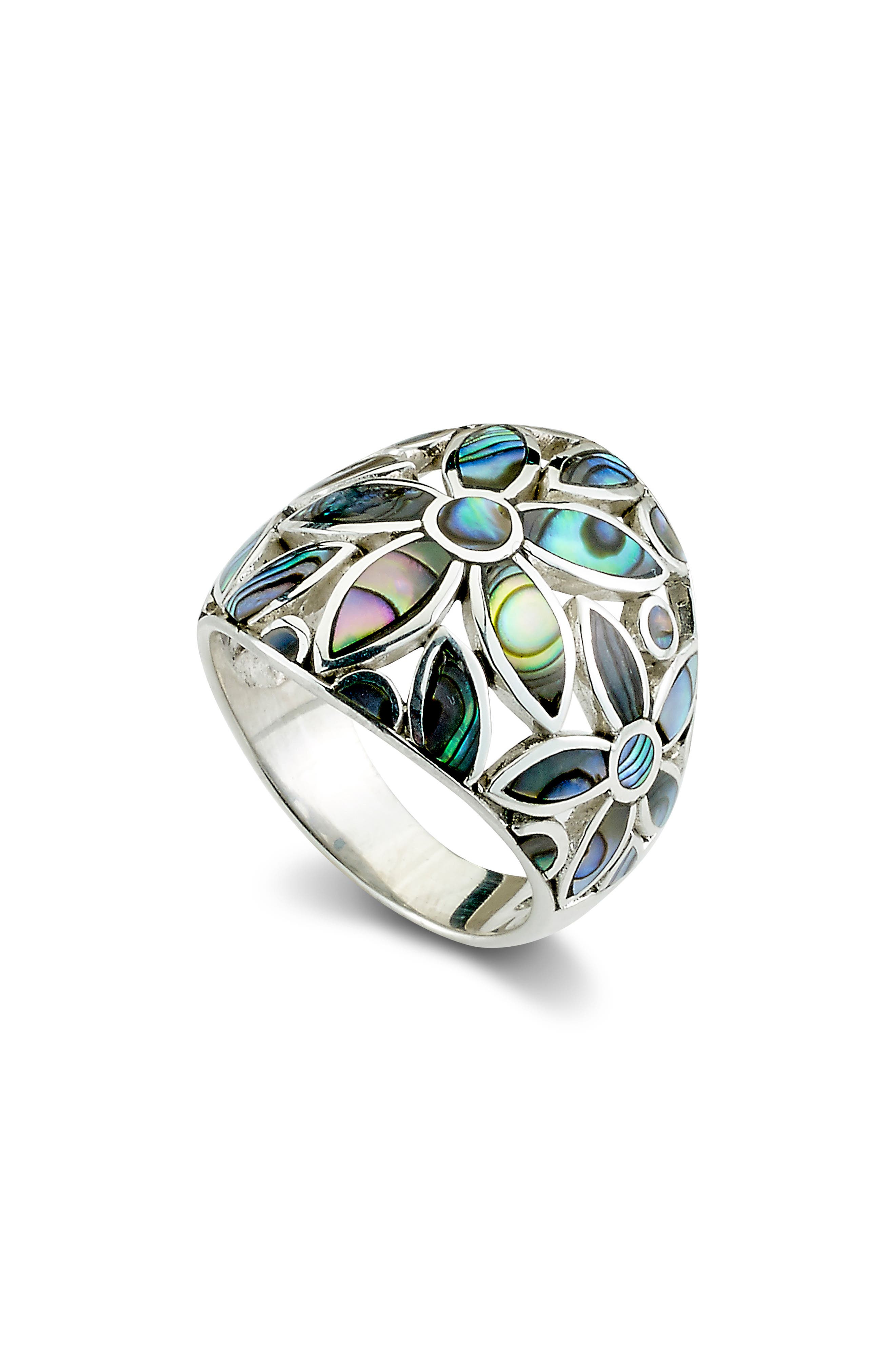 SAMUEL B. Sterling Silver Abalone Inlay Flower Ring | Nordstromrack