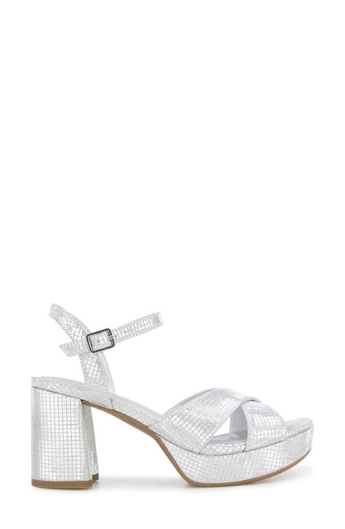 Reaction Kenneth Cole Reeva Platform Sandal In Silver Grid Metallic
