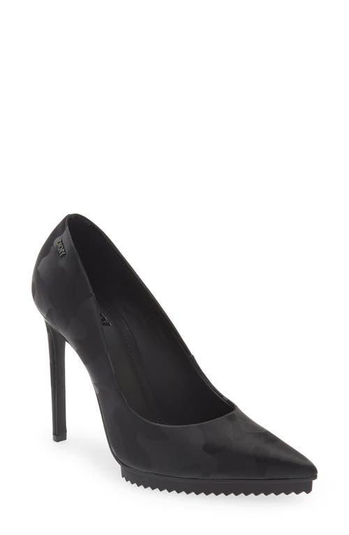 DKNY Carisa Pointed Toe Pump in Black Camo Leather