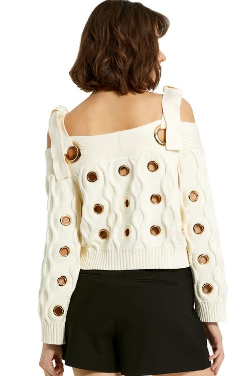 Mac Duggal Women's Grommet Cotton-blend Off-the-shoulder Sweater In Cream