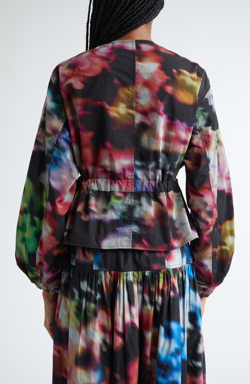 Shop Ulla Johnson Alair Print Tie Waist Jacket In Black Aura