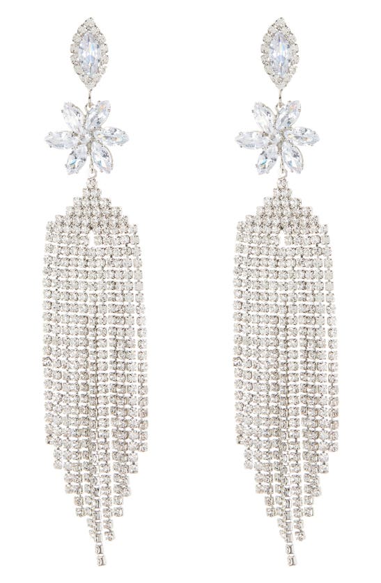 Eye Candy Los Angeles Siciliy Fringe Statement Earrings In Silver