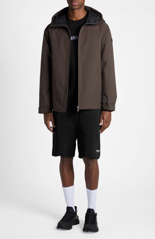 Shop Moncler Riz Hooded Jacket In Dark Brown