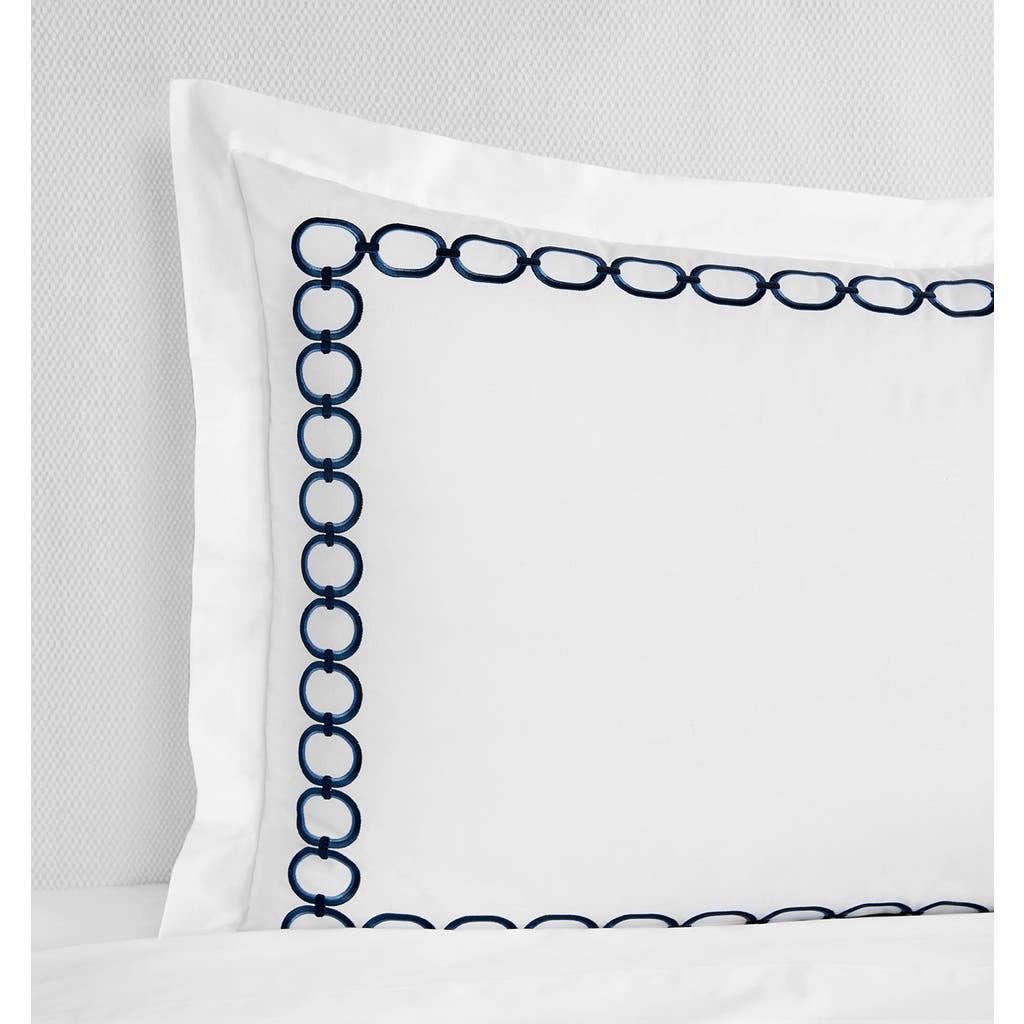 Sferra Catena Cotton Percale Euro Pillow Sham In Blue