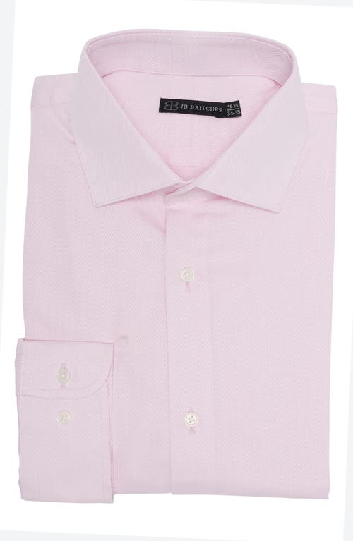 Yarn-Dyed Solid Dress Shirt in Pink/White