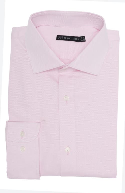 Jb Britches Yarn-dyed Solid Dress Shirt In Pink/white