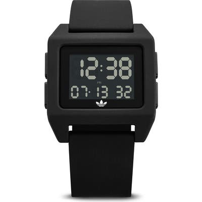 Adidas Archive Digital Silicone Strap Watch, 40Mm