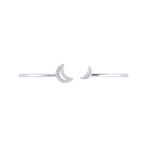 Shop Luvmyjewelry Date Night Double Crescent Sterling Silver Diamond Adjustable Cuff